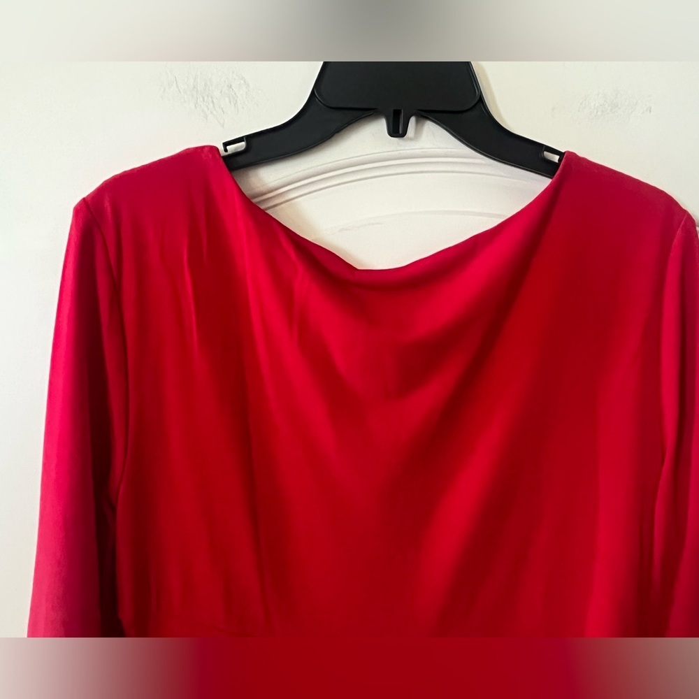 Studio Connection Elegant Red Twist-Detail Women’s Ruffle Sleeve Dress Size 10 - Picture 6 of 16